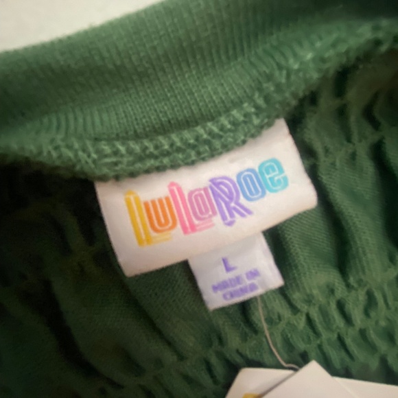 LuLaRoe Kaylin Green Smocked Open Front Sleeveless Cardigan Vest Women’s L NWT - Picture 11 of 14